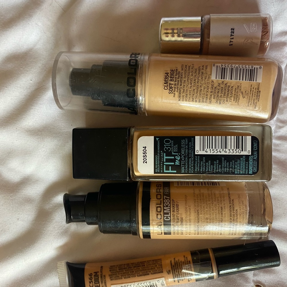 Different foundations- lipsticks- eyebrow pen-tongue rings